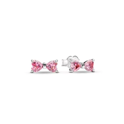 293505C01 PANDORA Sparkling Pink Bow Stud minđuše