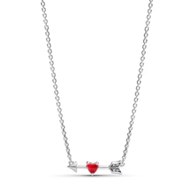 393669C01-50 PANDORA Arrow & Murano Glass Heart ogrlica
